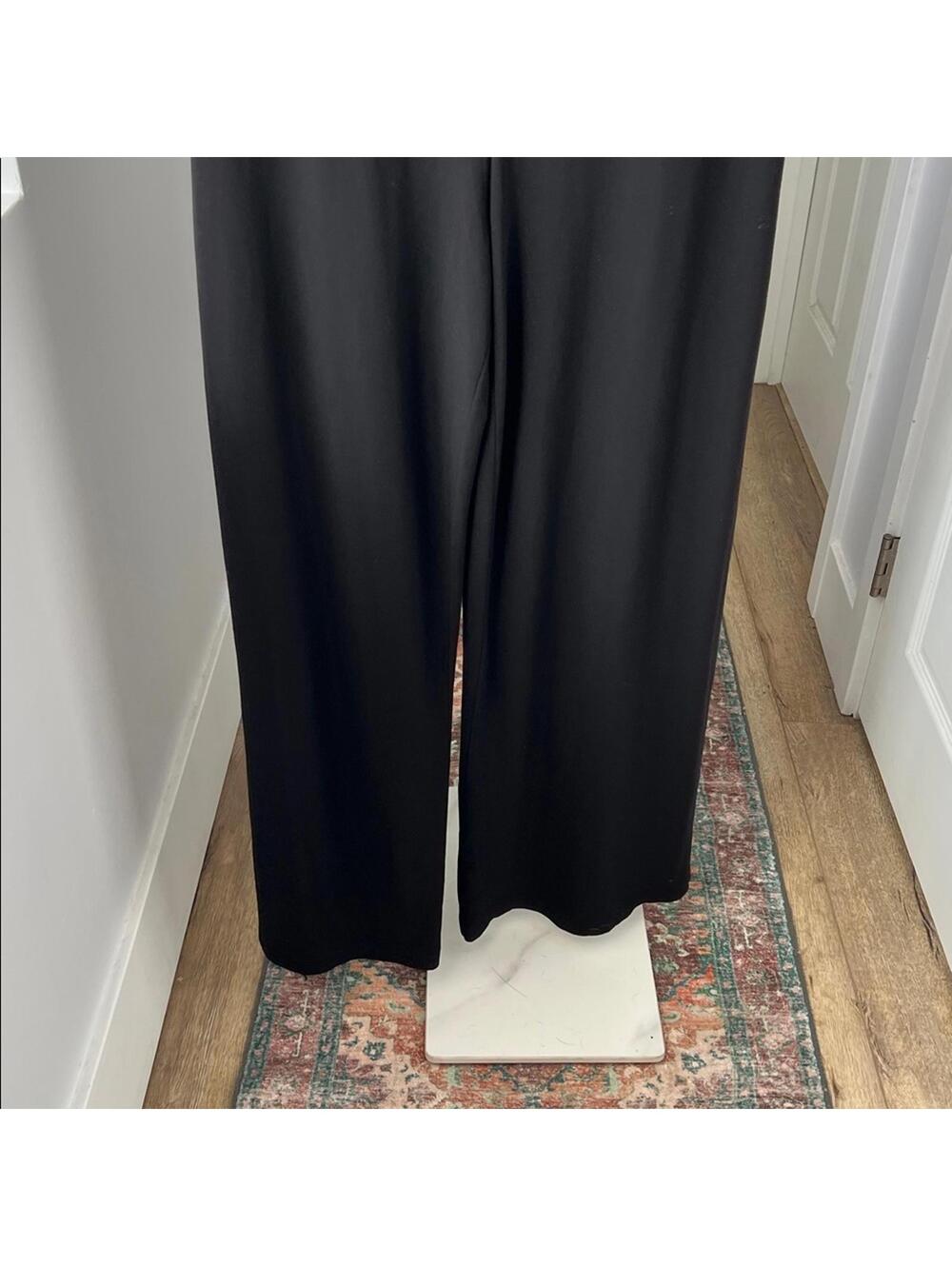 Norma Kamali Drop Shoulder Minimalist Classy Wide Leg Jumpsuit Black Small $165 - Picture 6 of 8